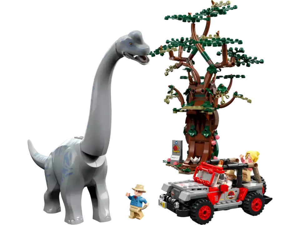 Scenka z filmu odwzorowana z LEGO - Zestaw Jurassic World Odkrycie Brachiozaura