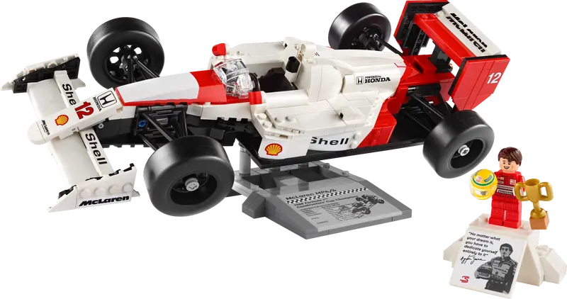 Model i minifigurka LEGO 10330 McLaren MP4/4 i Ayrton Senna