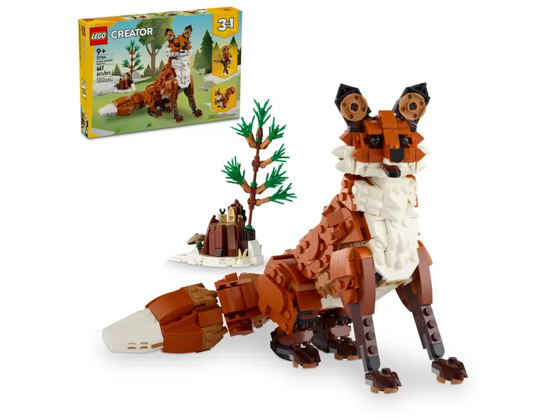 Opakowanie i model LEGO 31154 "Leśne Zwierzęta: Czerwony Lis"